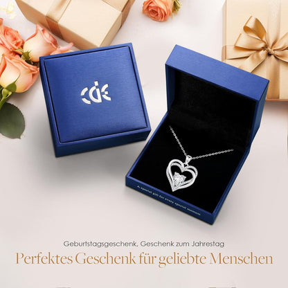 CDE Damen Herzkette 925 Silber Geburtsstein Halskette Weihnachten Valentinstag
