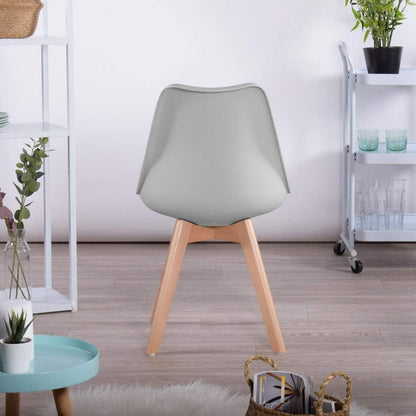 8x Esszimmerstuhl Grau – Retro Design mit Holzbeinen