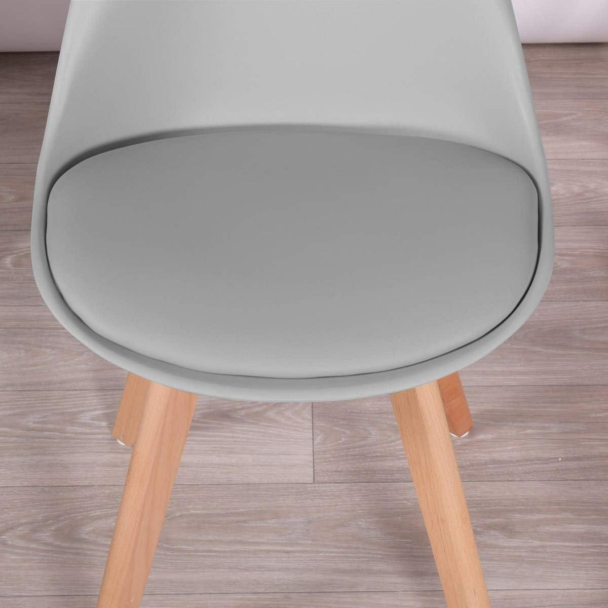 8x Esszimmerstuhl Grau – Retro Design mit Holzbeinen