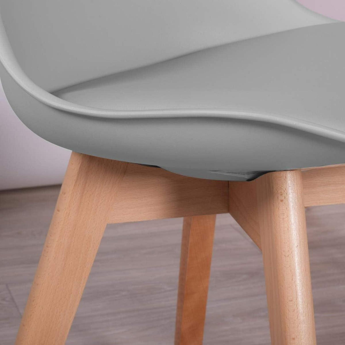 8x Esszimmerstuhl Grau – Retro Design mit Holzbeinen
