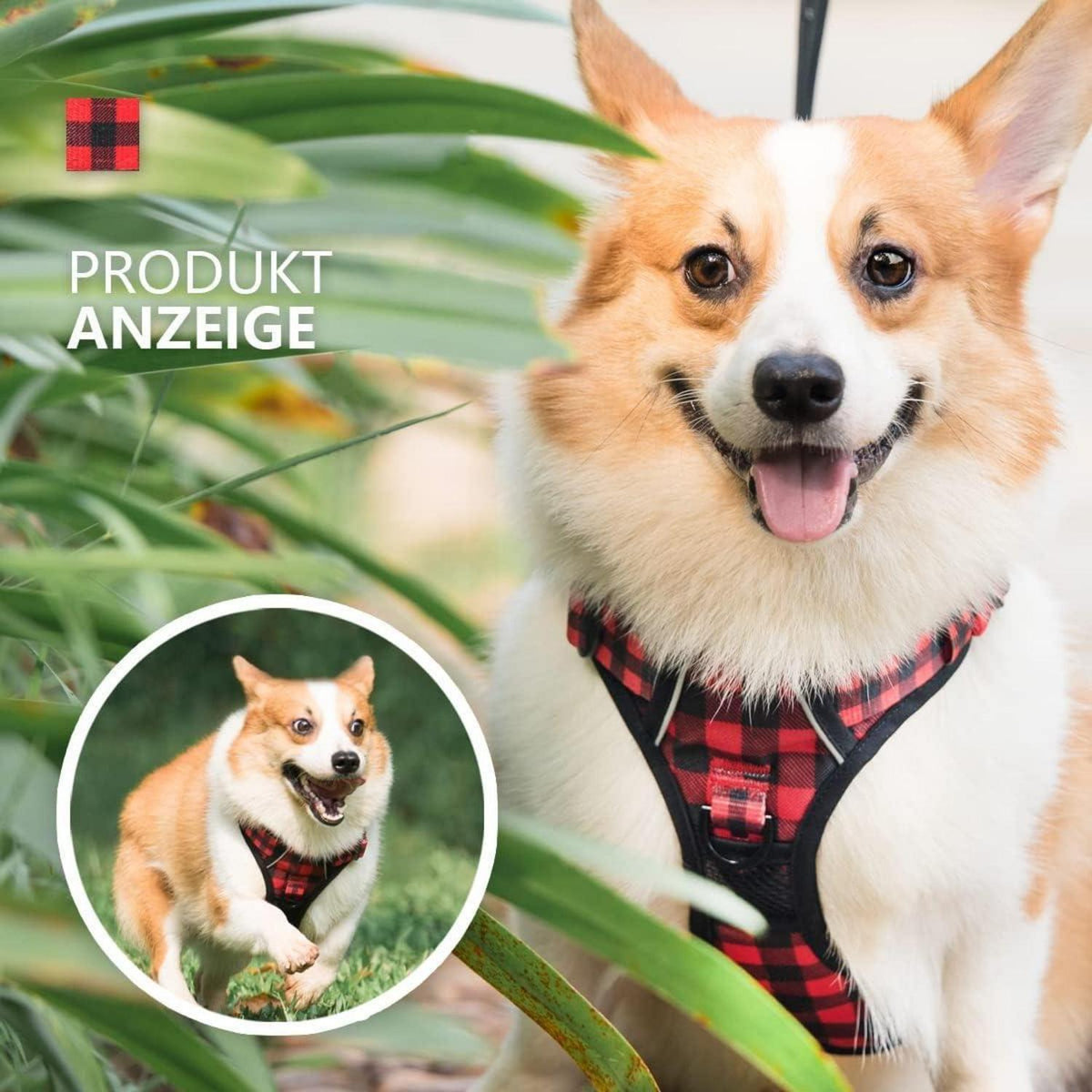 PoyPet Kein Zieh-Hundegeschirr Kariertes Rot M