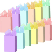 Bunte Geschenktüten mit Seidenpapier, Partytaschen, 12 Stück