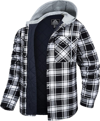 Karriertes Hemdjacke Winter Thermohemd mit Kapuze und Taschen