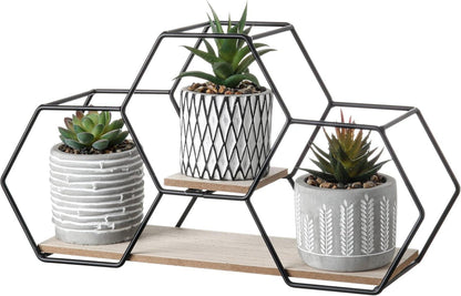 Moderne Kunstpflanze 3er Set mit Metall-Holzbock, künstliche