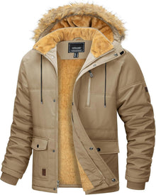 Winterparka Herren Winddicht Fleecejacke Outddor Kapuze Fleece