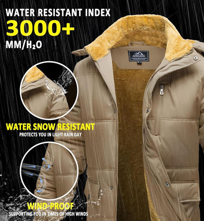 Winterparka Herren Winddicht Fleecejacke Outddor Kapuze Fleece