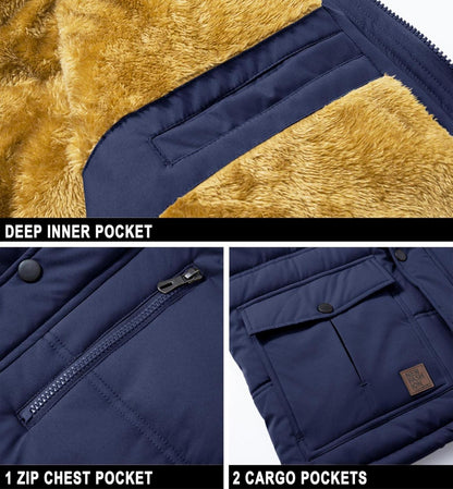 Winter Herren Parka Jacke Outdoor Fleecejacke wasserfest Kapuze XL