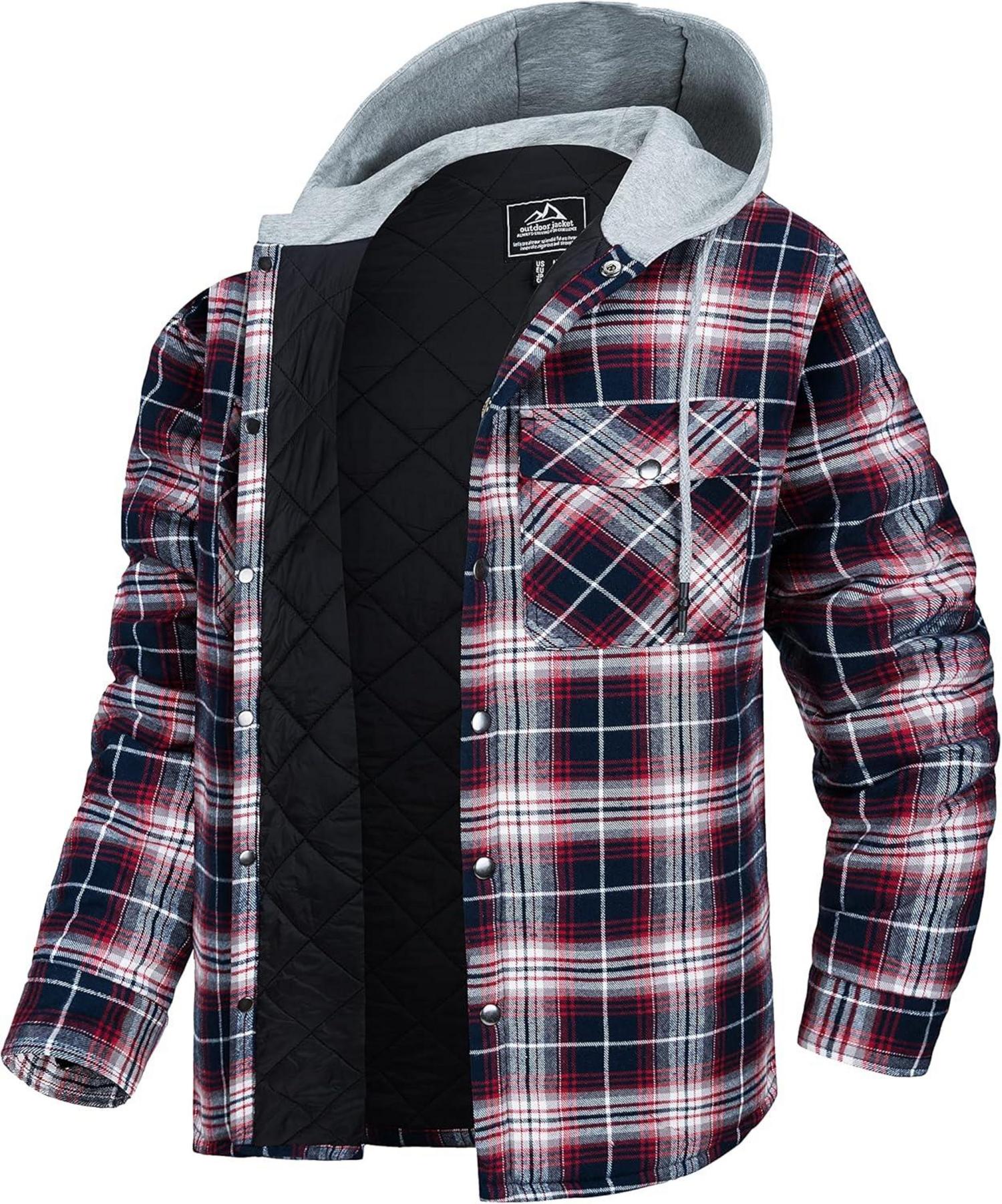 Kariertes Hemdjacke Baumwolle Thermohemd Multi Taschen Warme