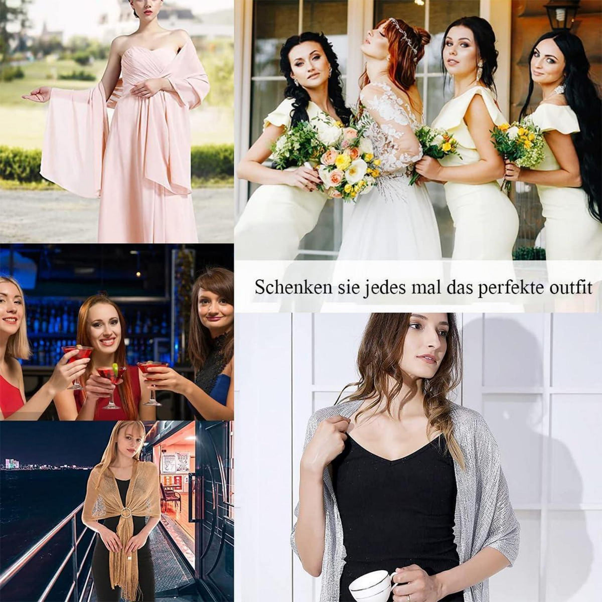 Festlicher Stola Schal aus Satin Chiffon für Damen