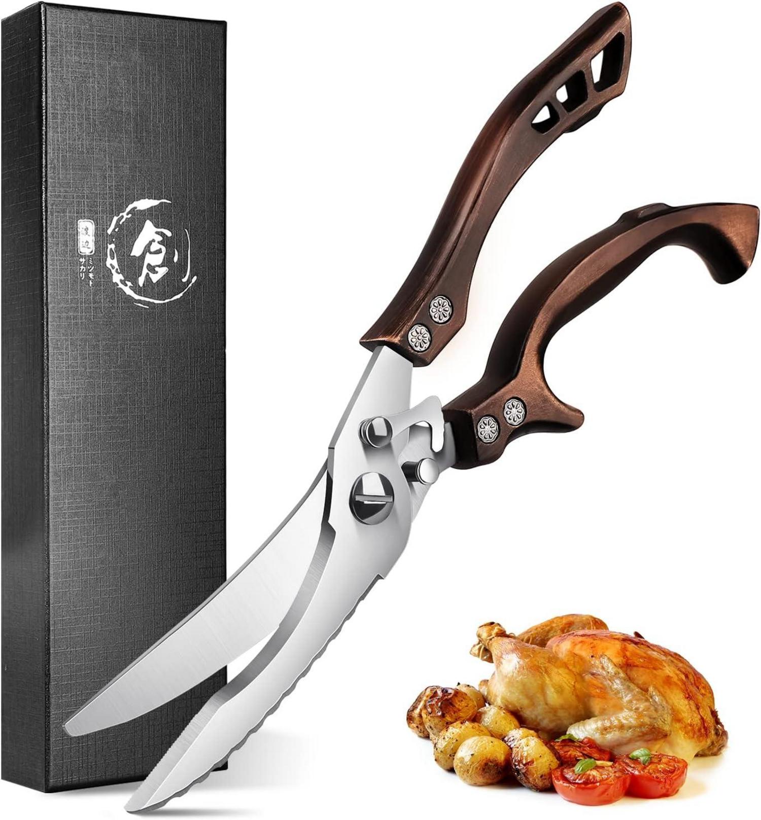 Profi Geflügelschere Edelstahl Fleischschere mit Knochen- und
