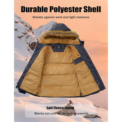 Herren Winter Parka mit abnehmbarer Kapuze, warm gefüttert