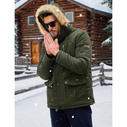Herren Winterparka Fleecejacke Winddicht & Warm – Abnehmbare Kapuze