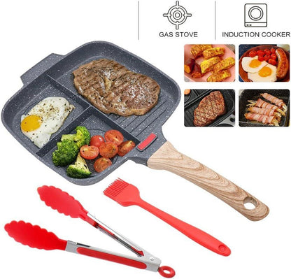 Geteilte Multi Grillpfanne Induktion Antihaft Steinbeschichtung