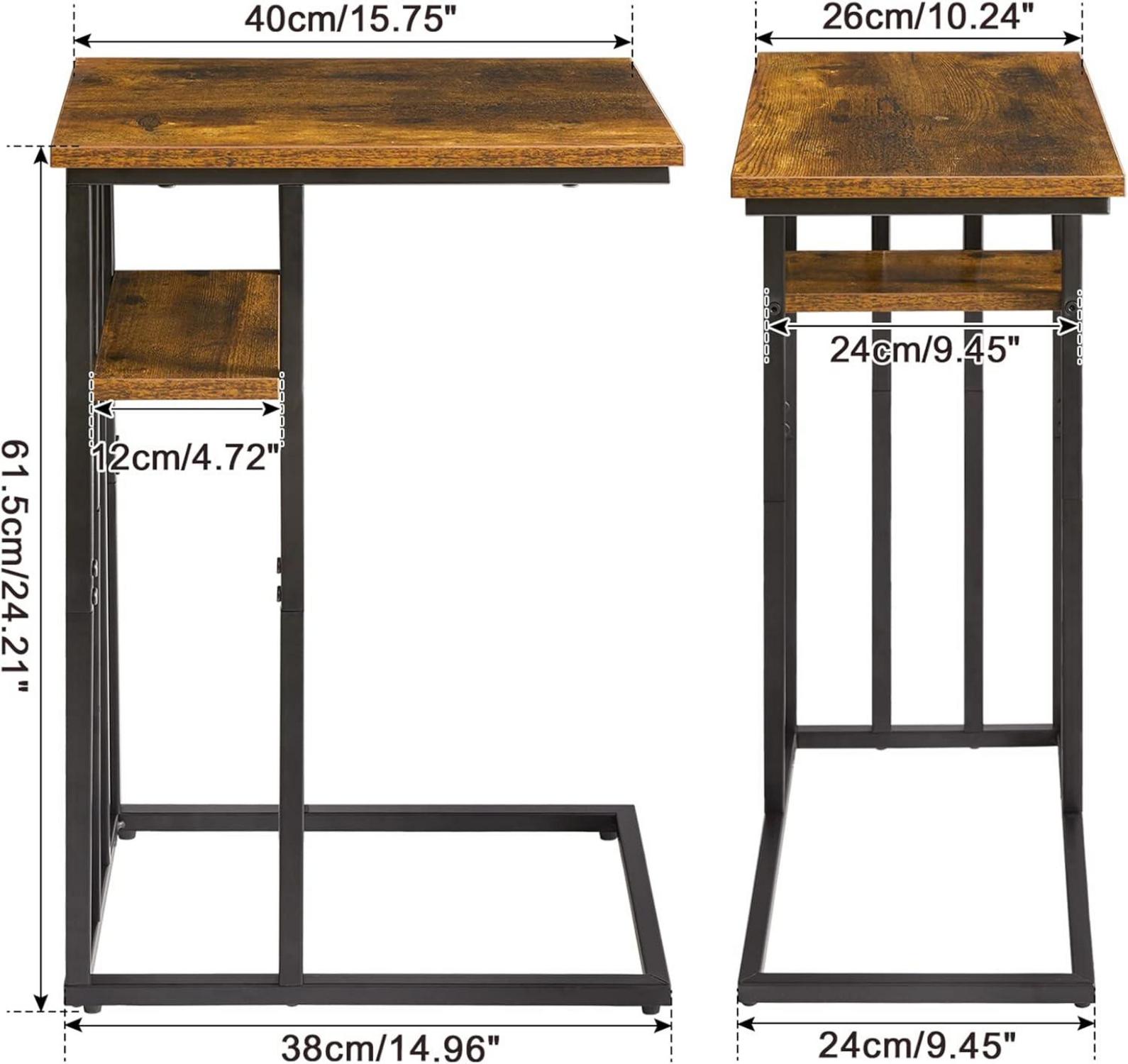 Beistelltisch C-Form Laptoptisch Sofatisch Rollen Industrie-Design