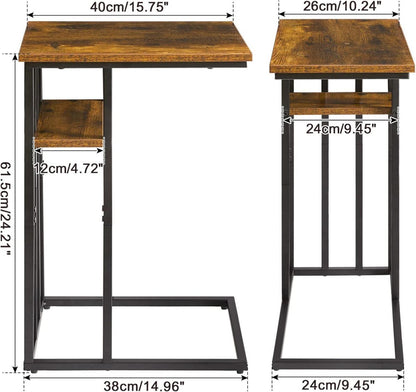 Beistelltisch C-Form Laptoptisch Sofatisch Rollen Industrie-Design