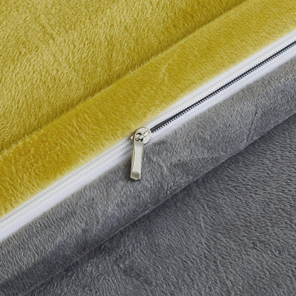 Fleece Bettwäsche Set 135x200 - Warm & Flauschig Gelb-Grau
