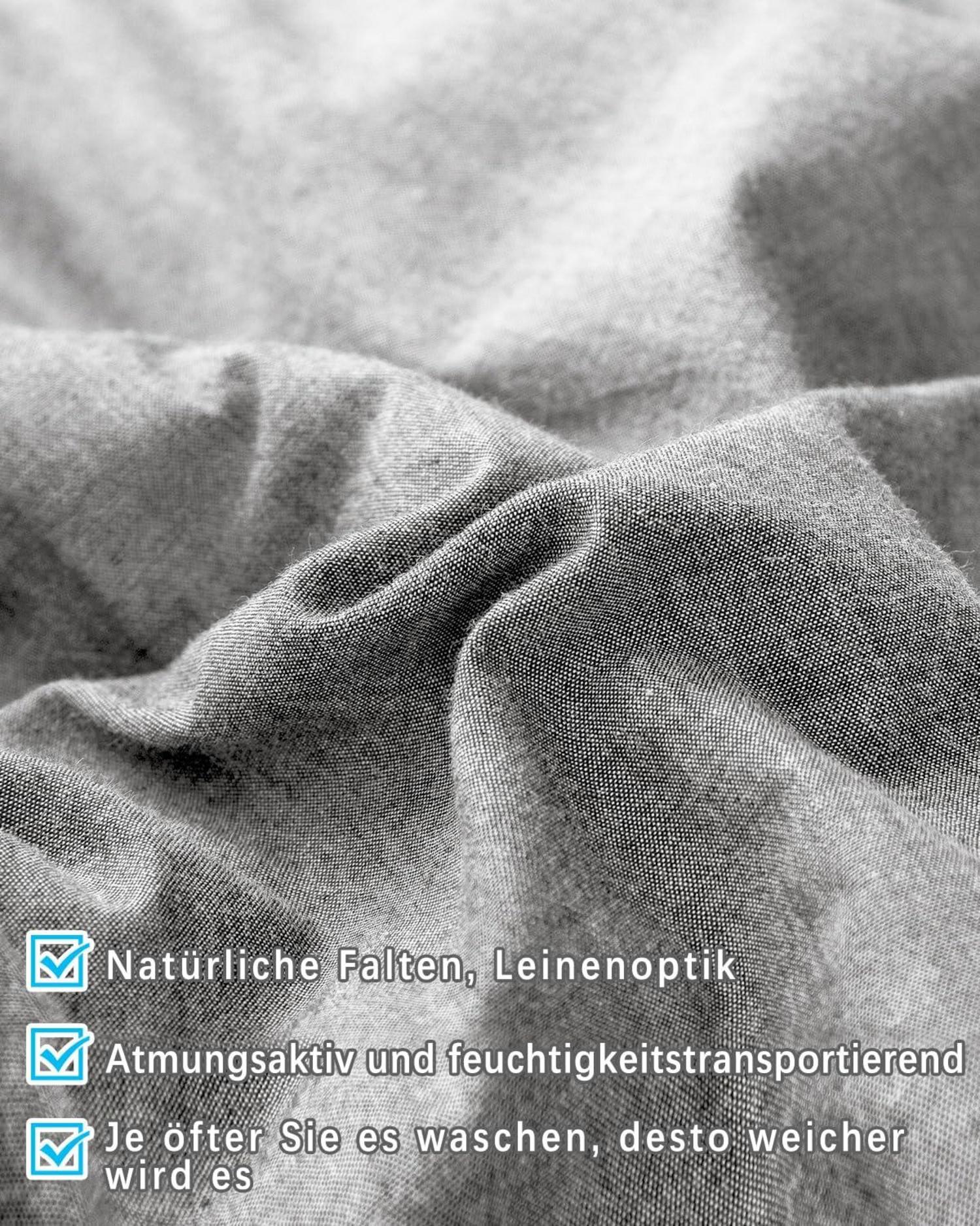 Set Kissenbezug 40x40 cm 100% Baumwolle Grau Reißverschluss Superweich