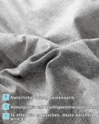 Set Kissenbezug 40x40 cm 100% Baumwolle Grau Reißverschluss Superweich