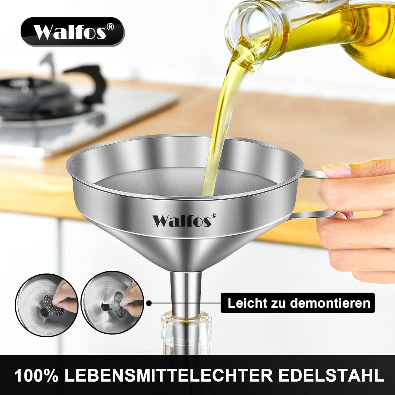 Edelstahl-Trichter Set mit 2 Siebfiltern und Reinigungsbürste
