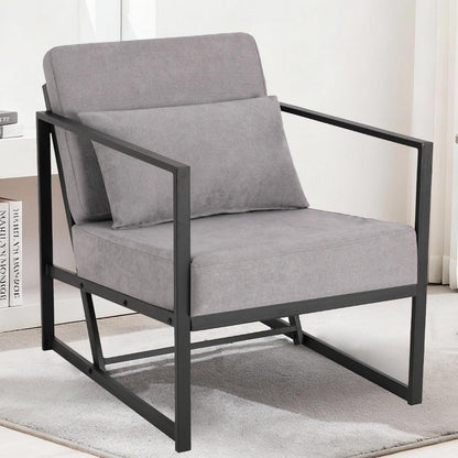 Gepolsterter Cocktailsessel Leinen Hellgrau – Bequemer Loungesessel