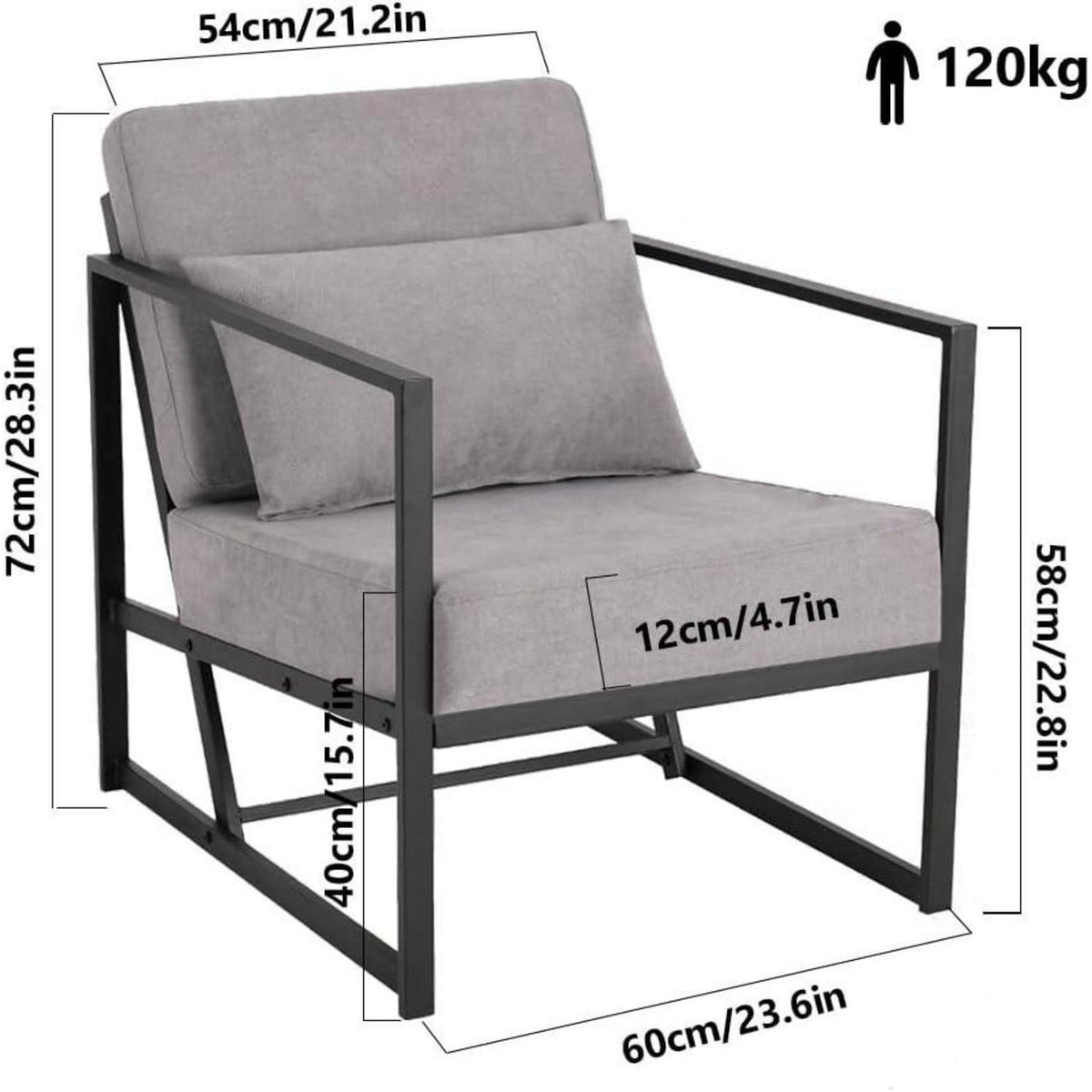 Gepolsterter Cocktailsessel Leinen Hellgrau – Bequemer Loungesessel