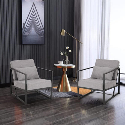Gepolsterter Cocktailsessel Leinen Hellgrau – Bequemer Loungesessel