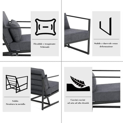 Gepolsterter Cocktailsessel Dunkelgrau – Bequemer Loungesessel mit Armlehnen