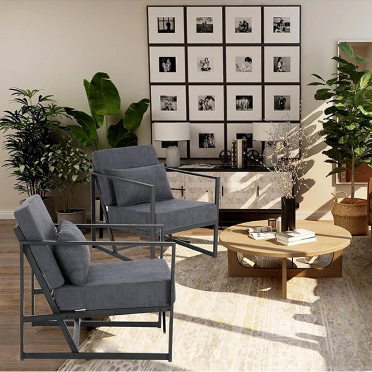 Gepolsterter Cocktailsessel Dunkelgrau – Bequemer Loungesessel mit Armlehnen