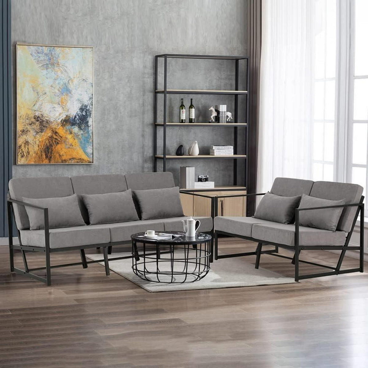 Mingone 2-Sitzer Sofa Hellgrau – Gepolstert & Bequem