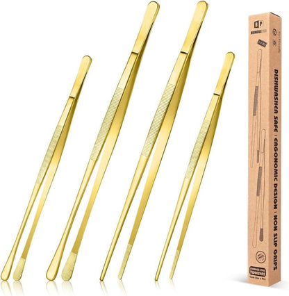 Pinzetten Set Edelstahl Gold Professionelle Küchenpinzette 4 Stk