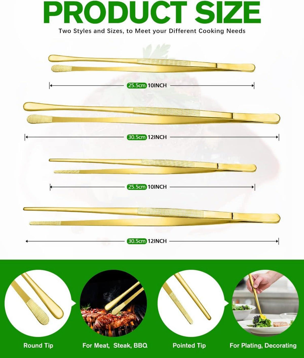 Professionelles Edelstahl Pinzettenset, Gold, 4 Stk