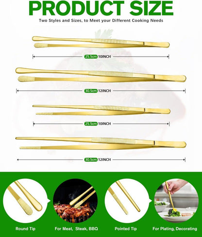 Professionelles Edelstahl Pinzettenset, Gold, 4 Stk