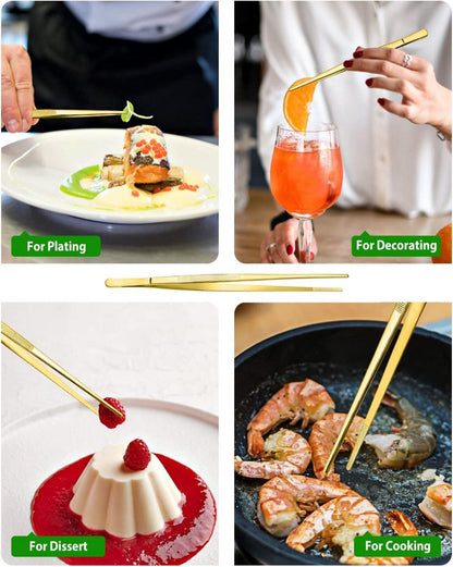 Professionelles Pinzetten-Set Edelstahl 12'' & 10'' Gold Küchenpinzette 4 Stk