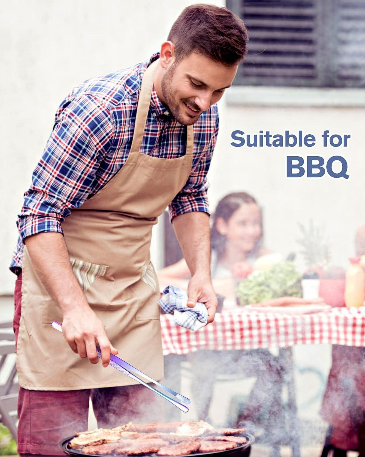 4er Set Profi Edelstahl Pinzette 12'' und 10'' für BBQ und Kochen