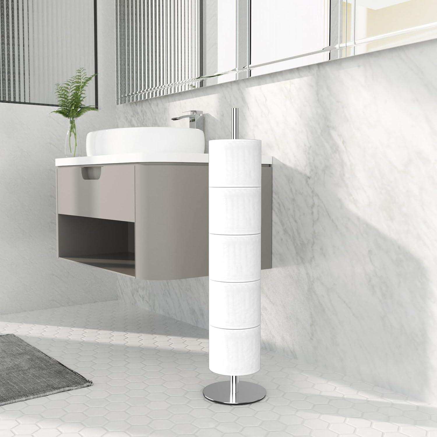 Toilettenpapierhalter Edelstahl Freistehend Rostfrei Bad 65cm Silber