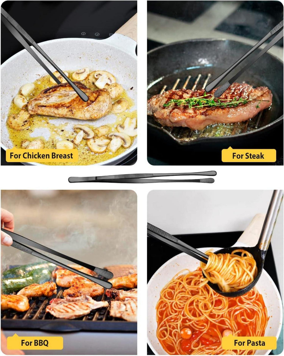 Feine Pinzetten Set Edelstahl Profi für Kochen BBQ 4 Stk