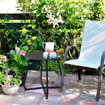 Beistelltisch Metall Garten Rund Schwarz Verstellbare Tischbeine 45x45H cm