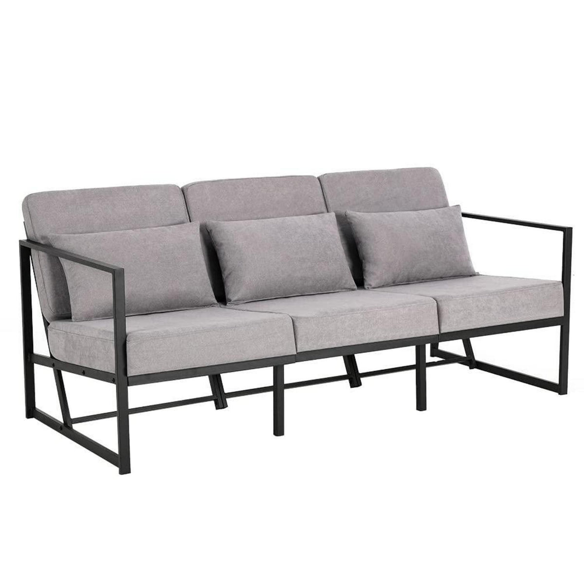 Mingone 3-Sitzer Sofa Taupe – Modernes Lounge-Sofa 168cm