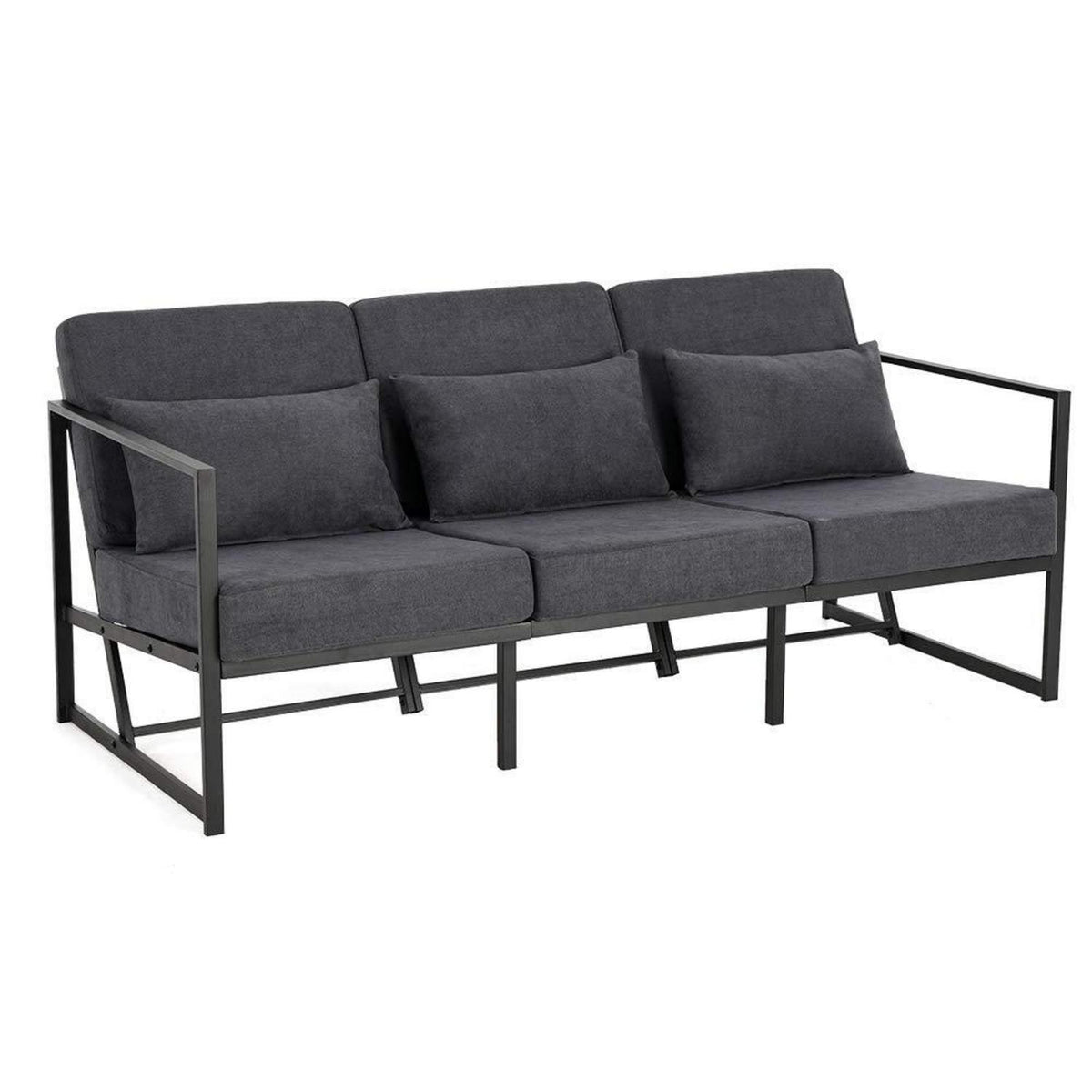 Mingone 3-Sitzer Sofa Dunkelgrau – Bequemes Lounge-Sofa
