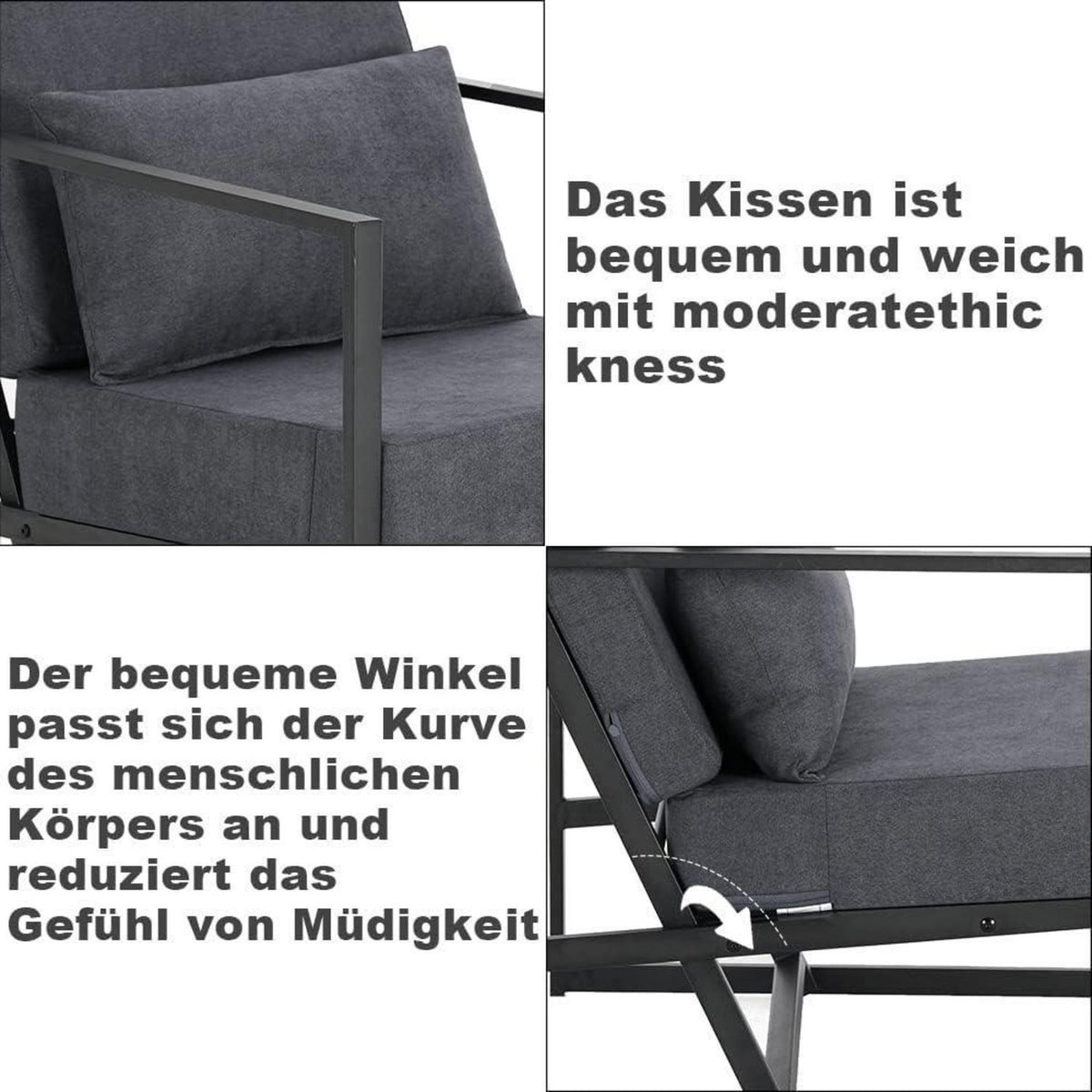 Mingone 3-Sitzer Sofa Dunkelgrau – Bequemes Lounge-Sofa