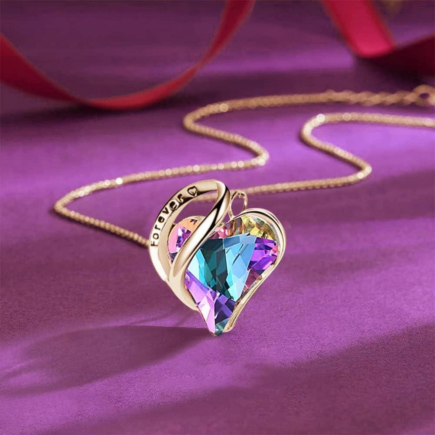 925 Silberkette Damen mit herzförmigem Amethyst Anhänger