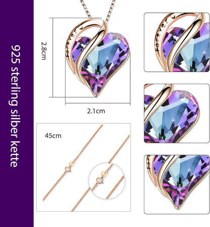 Halskette Damen Valentinstag Muttertag Kristallanhänger Amethyst