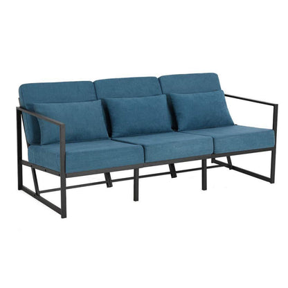 Mingone 3-Sitzer Sofa Blau – Gepolstert & Bequem für Wohnzimmer