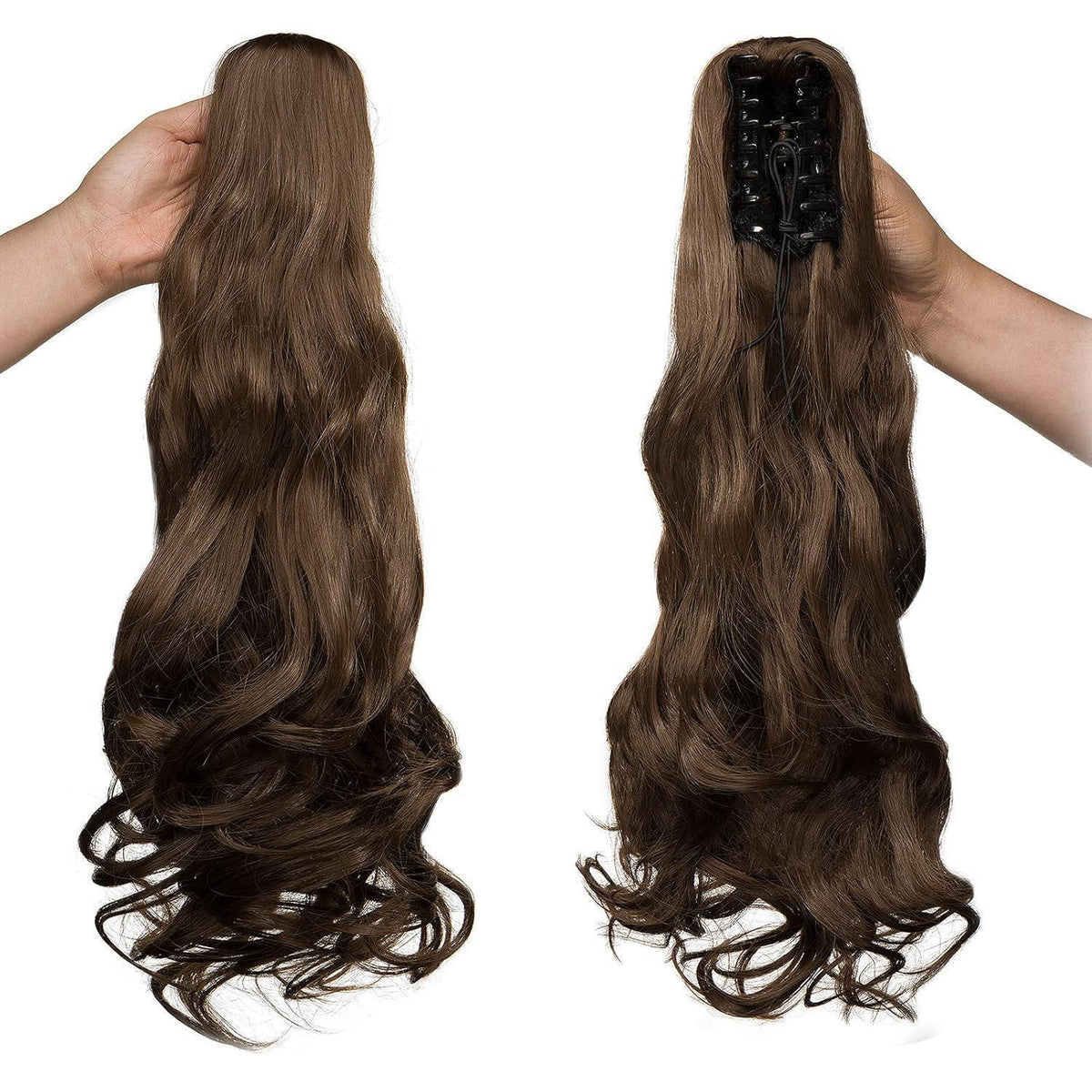 Gewellter Chestnut Brown Pferdeschwanz Clip-In Extension 45cm