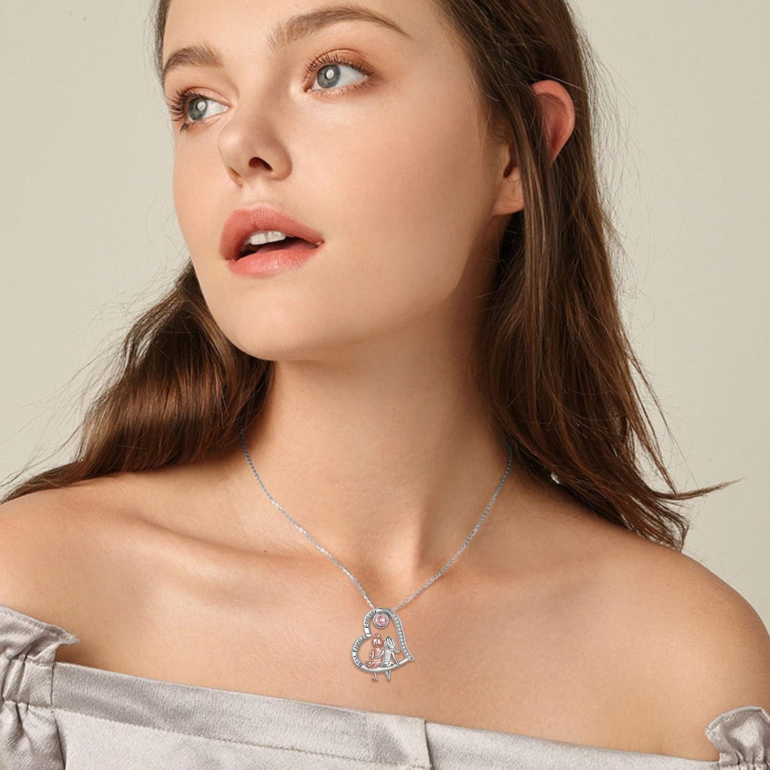 Freundschaftskette Sterling Silber Herz Anhänger 925 Damen
