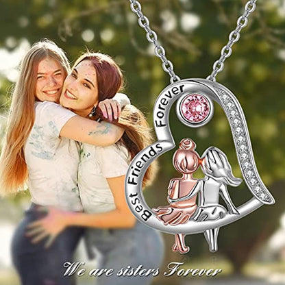 VONALA Freundschaftskette Sterling Silber Herz Anhänger 925 Kristall Weihnachtsgeschenk