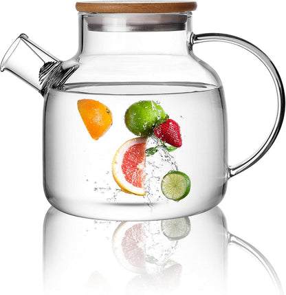 Teekanne Glas 1200ML - Transparent mit Siebeinsatz, Herdsicher