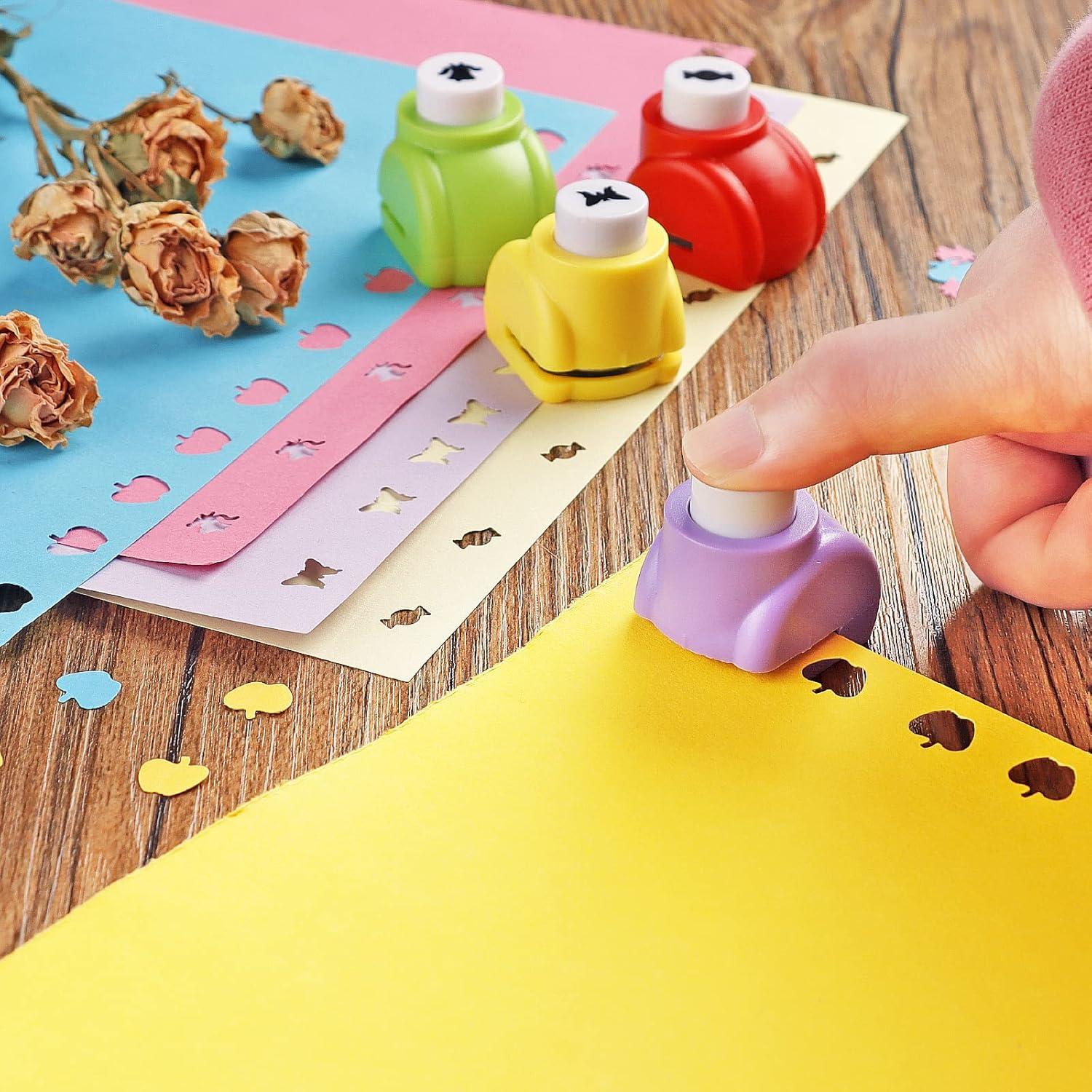 Asdirne Kinder Bastelschere Set mit 6 Zickzackscheren und 6 Papierstanzern
