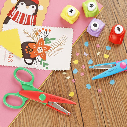 Bastelschere Set Kinder 6 Zickzackscheren 6 Papierstanzer Kreativitätsfördernd