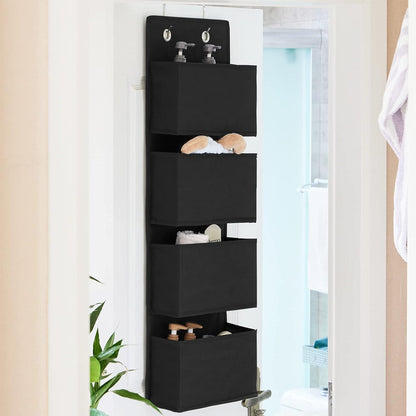 Hängeorganizer mit 4 Taschen und 2 Metallhaken, Schwarz